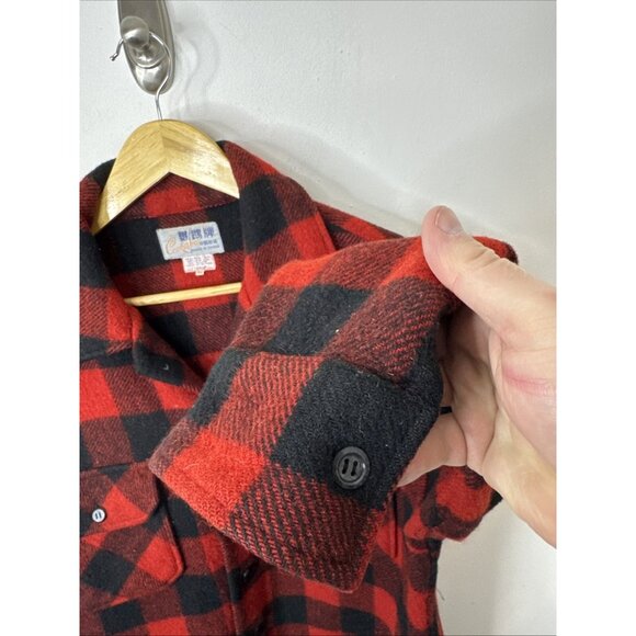Vintage 60s 70s Cockatoo Sears Plaid Wool Shirt Mens L Flannel Shacket Jacket - Picture 2 of 7
